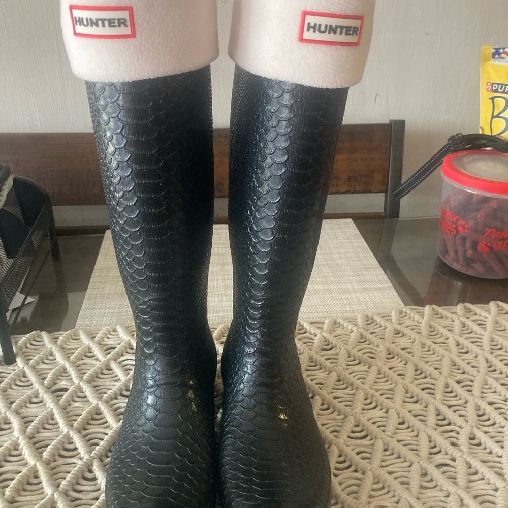Hunter Beige Patterned Interior Boots
